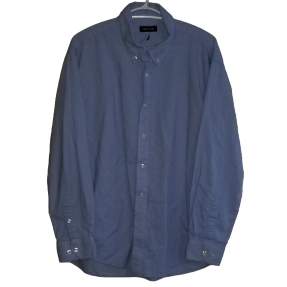 Nautica Long Sleeve Blue Button Down Neck Size 17